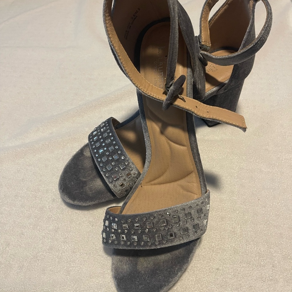 CL by Laundry Gray Heeled Sandals